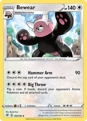 Bewear 150/192  - Reverse Holofoil SWSH02 Rebel Clash - Uncommon