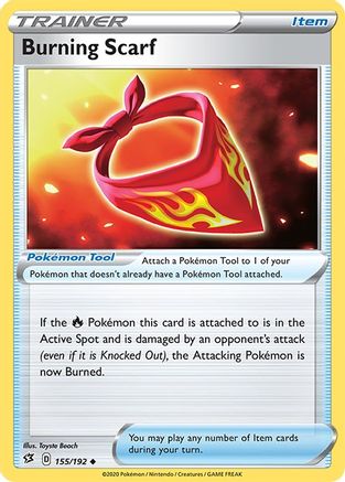 Burning Scarf 155/192  - Reverse Holofoil SWSH02 Rebel Clash - Uncommon