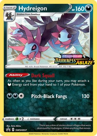 Hydreigon (Prerelease) SWSH037  - Holofoil SWSH Sword & Shield Promo Cards - Promo