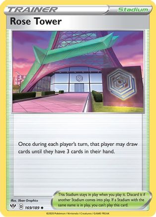 Rose Tower 169/189  - Reverse Holofoil SWSH03 Darkness Ablaze - Uncommon