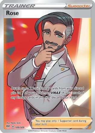 Rose (Full Art) 189/189  - Holofoil SWSH03 Darkness Ablaze - Ultra Rare