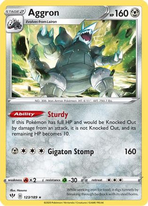 Aggron 123/189  - Reverse Holofoil SWSH03 Darkness Ablaze - Holo Rare