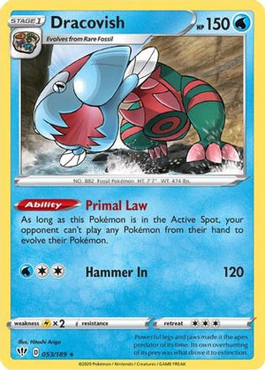 Dracovish 053/189  - Reverse Holofoil SWSH03 Darkness Ablaze - Holo Rare