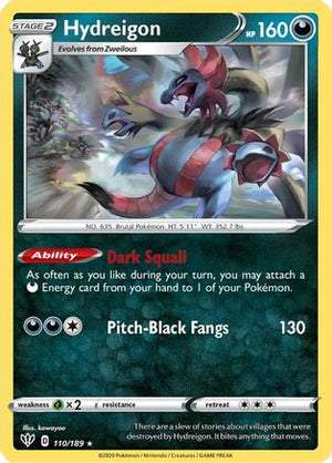 Hydreigon 110/189  - Reverse Holofoil SWSH03 Darkness Ablaze - Rare