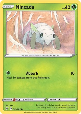 Nincada 013/185  - Reverse Holofoil SWSH04 Vivid Voltage - Common