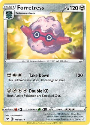 Forretress 114/185  - Reverse Holofoil SWSH04 Vivid Voltage - Rare