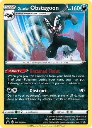 Galarian Obstagoon SWSH059  - Holofoil SWSH Sword & Shield Promo Cards - Promo