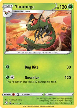 Yanmega 002/072  - Reverse Holofoil Shining Fates - Rare