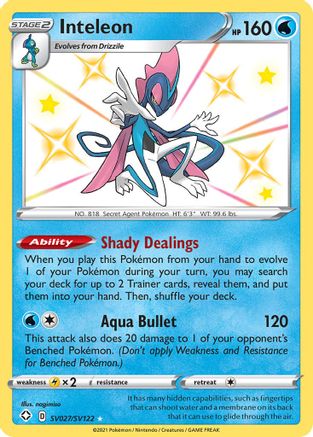 Inteleon SV027/SV122  - Holofoil Shining Fates Shiny Vault - Shiny Holo Rare