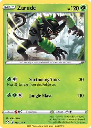 Zarude 016/072  - Reverse Holofoil Shining Fates - Rare