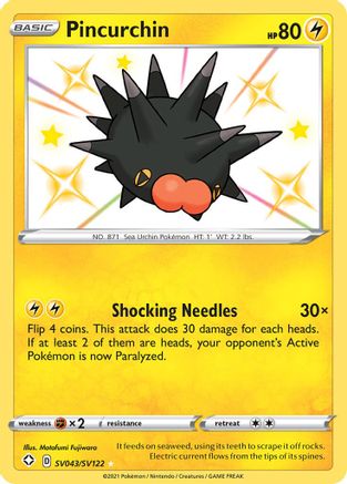 Pincurchin SV043/SV122  - Holofoil Shining Fates Shiny Vault - Shiny Holo Rare