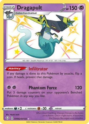 Dragapult SV062/SV122  - Holofoil Shining Fates Shiny Vault - Shiny Holo Rare