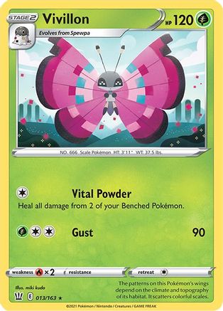 Vivillon 013/163  - Reverse Holofoil SWSH05 Battle Styles - Rare