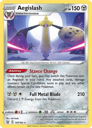 Aegislash (107) (107) 107/163  - Reverse Holofoil SWSH05 Battle Styles - Holo Rare