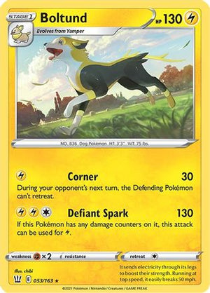 Boltund 053/163  - Reverse Holofoil SWSH05 Battle Styles - Rare
