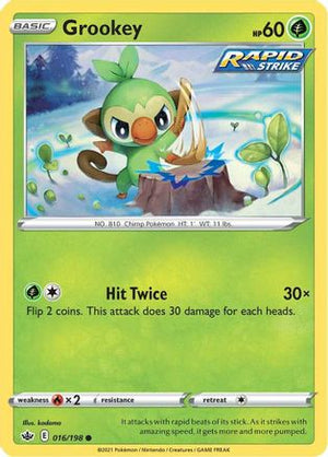Grookey 016/198  - Reverse Holofoil SWSH06 Chilling Reign - Common
