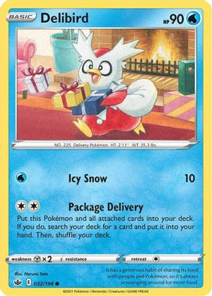 Delibird 032/198  - Reverse Holofoil SWSH06 Chilling Reign - Common