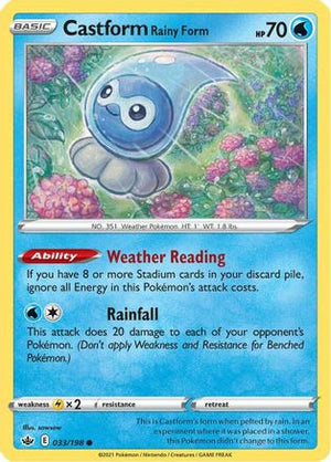 Castform Rainy Form 033/198  SWSH06 Chilling Reign - Common