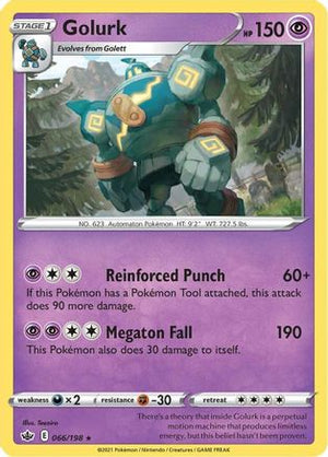 Golurk 066/198  - Reverse Holofoil SWSH06 Chilling Reign - Rare