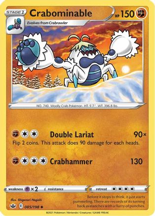 Crabominable 085/198  - Reverse Holofoil SWSH06 Chilling Reign - Uncommon