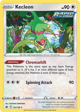 Kecleon 122/198  - Reverse Holofoil SWSH06 Chilling Reign - Rare