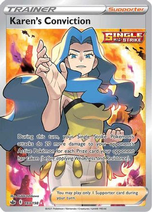 Karen's Conviction (Full Art) 193/198  - Holofoil SWSH06 Chilling Reign - Ultra Rare