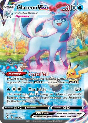 Glaceon VMAX (Alternate Art Secret) 209/203  - Holofoil SWSH07 Evolving Skies - Secret Rare