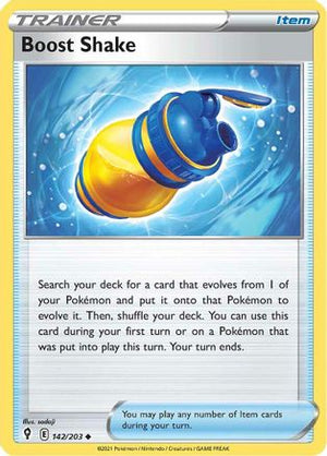 Boost Shake 142/203  - Reverse Holofoil SWSH07 Evolving Skies - Uncommon