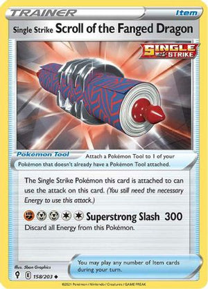 Single Strike Scroll of the Fanged Dragon 158/203  SWSH07 Evolving Skies - Uncommon