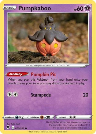 Pumpkaboo 076/203  SWSH07 Evolving Skies - Common