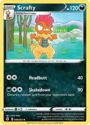 Scrafty 099/203  SWSH07 Evolving Skies - Uncommon