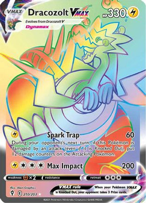 Dracozolt VMAX (Secret) 210/203  - Holofoil SWSH07 Evolving Skies - Secret Rare