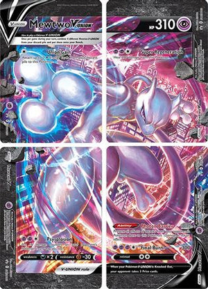 Mewtwo V-Union - (Set of 4) Holofoil SWSH Sword & Shield Promo Cards - Promo