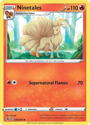 Ninetales (30) (30) 030/264  - Reverse Holofoil SWSH08 Fusion Strike - Uncommon