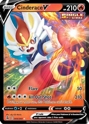 Cinderace V (44) (44) 044/264  - Holofoil SWSH08 Fusion Strike - Ultra Rare
