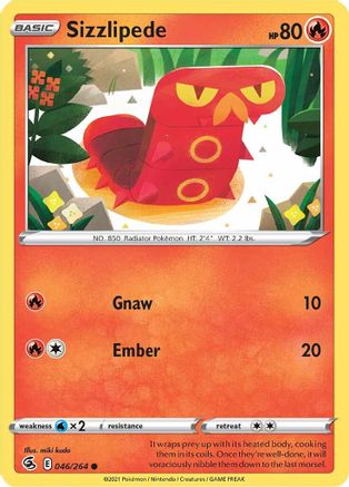 Sizzlipede (46) (46) 046/264  - Reverse Holofoil SWSH08 Fusion Strike - Common