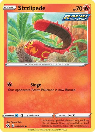 Sizzlipede (47) (47) 047/264  - Reverse Holofoil SWSH08 Fusion Strike - Common