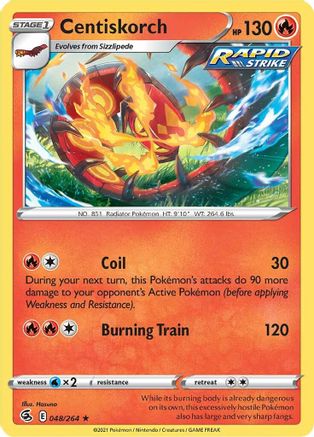 Centiskorch (48) (48) 048/264  - Reverse Holofoil SWSH08 Fusion Strike - Rare