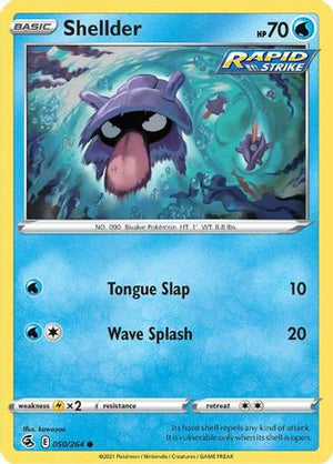 Shellder 050/264  - Reverse Holofoil SWSH08 Fusion Strike - Common