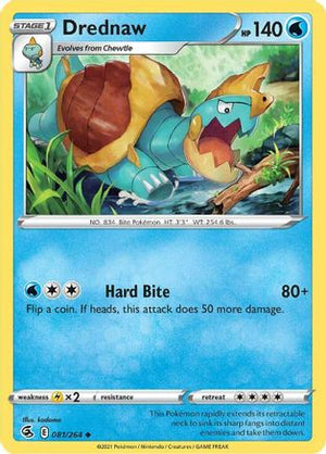 Drednaw 081/264  - Reverse Holofoil SWSH08 Fusion Strike - Uncommon