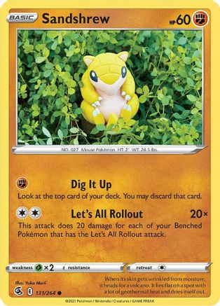 Sandshrew 131/264  - Reverse Holofoil SWSH08 Fusion Strike - Common