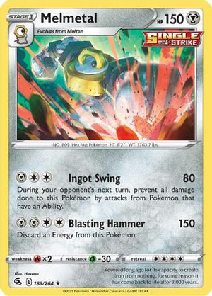 Melmetal 189/264  - Reverse Holofoil SWSH08 Fusion Strike - Holo Rare
