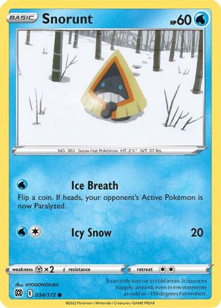 Snorunt 034/172  SWSH09 Brilliant Stars - Common