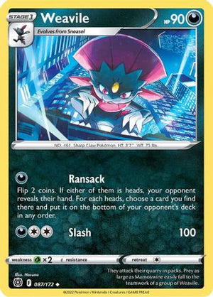 Weavile 087/172  SWSH09 Brilliant Stars - Uncommon