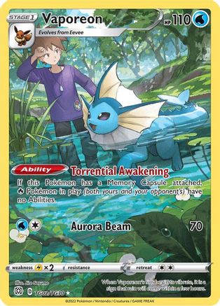 Vaporeon TG02/TG30  - Holofoil SWSH09 Brilliant Stars Trainer Gallery - Ultra Rare