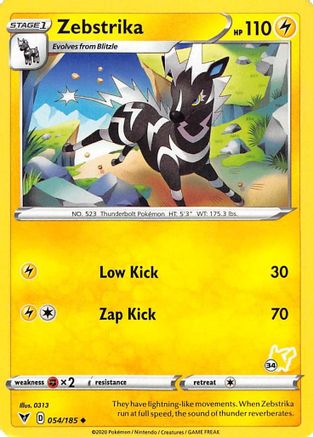 Zebstrika (#34 Pikachu Stamped) 054/185  Battle Academy 2022 - Promo