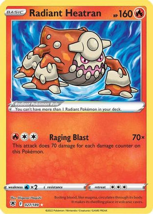 Radiant Heatran 027/189  - Holofoil SWSH10 Astral Radiance - Radiant Rare