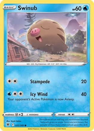 Swinub 031/189  - Reverse Holofoil SWSH10 Astral Radiance - Common