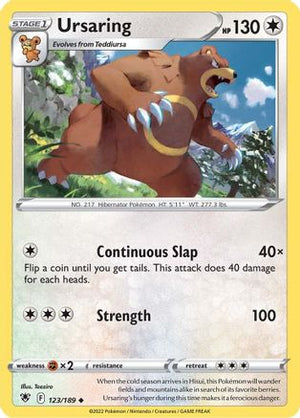 Ursaring 123/189  - Reverse Holofoil SWSH10 Astral Radiance - Uncommon