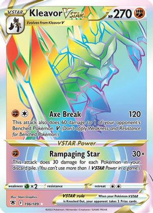Kleavor VSTAR (Secret) 196/189  - Holofoil SWSH10 Astral Radiance - Secret Rare
